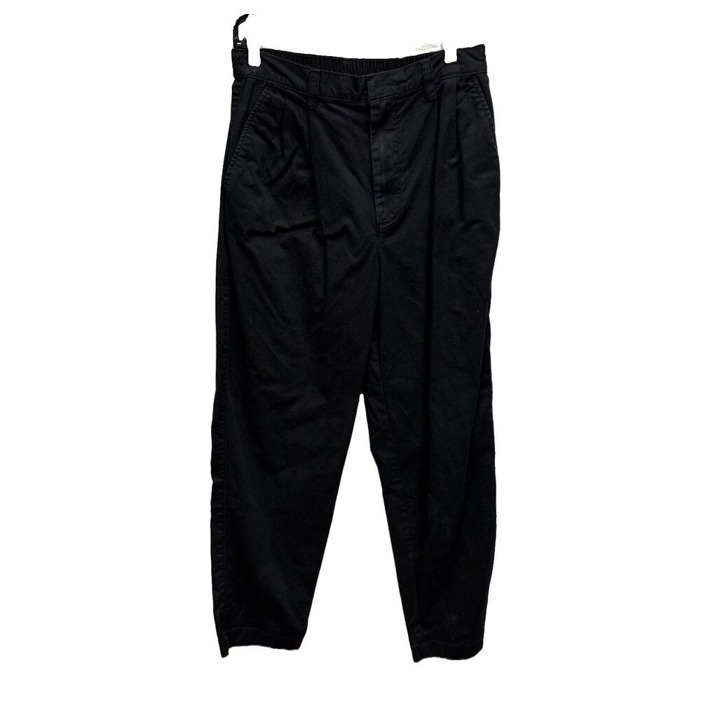 Gap Women Black High Waist Tapered Leg Pleated Pants Trousers Slacks L Cotton 6